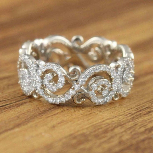 Wholesale Women's Jewelry Copper Flower Geometric Inlaid Zircon Ring