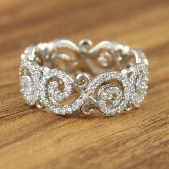 Wholesale Women's Jewelry Copper Flower Geometric Inlaid Zircon Ring