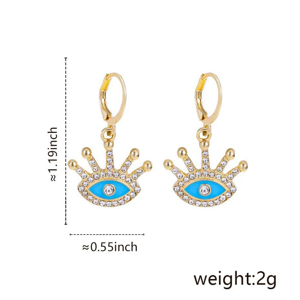 Wholesale Women's Jewelry Copper Gold Plated Zircon Devil's Eye Personality Necklace Earrings