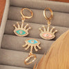 Wholesale Women's Jewelry Copper Gold Plated Zircon Devil's Eye Personality Necklace Earrings
