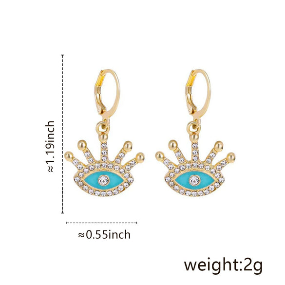 Wholesale Women's Jewelry Copper Gold Plated Zircon Devil's Eye Personality Necklace Earrings