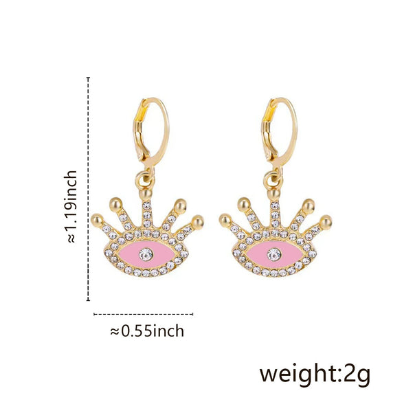 Wholesale Women's Jewelry Copper Gold Plated Zircon Devil's Eye Personality Necklace Earrings