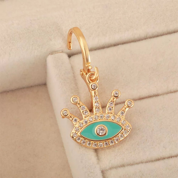 Wholesale Women's Jewelry Copper Gold Plated Zircon Devil's Eye Personality Necklace Earrings