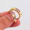 Wholesale Women's Jewelry Copper Inlaid Zircon Geometric Ring Bracelet Goldplated Artificial Gem Semiprecious Stone Sevencolorful Rainbow Design
