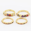 Wholesale Women's Jewelry Copper Inlaid Zircon Geometric Ring Bracelet Goldplated Artificial Gem Semiprecious Stone Sevencolorful Rainbow Design
