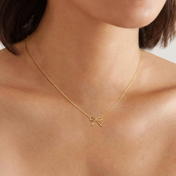 Wholesale Women's Jewelry Copper Plated Gold Bow Clavicle Chain