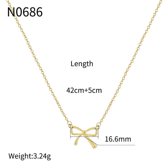 Wholesale Women's Jewelry Copper Plated Gold Bow Clavicle Chain