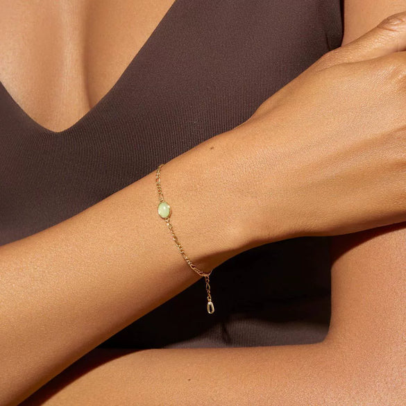 Wholesale Women's Jewelry Copper Retro Geometric Style Electroplating Dongling Stone Pendant Figaro Chain Bracelet
