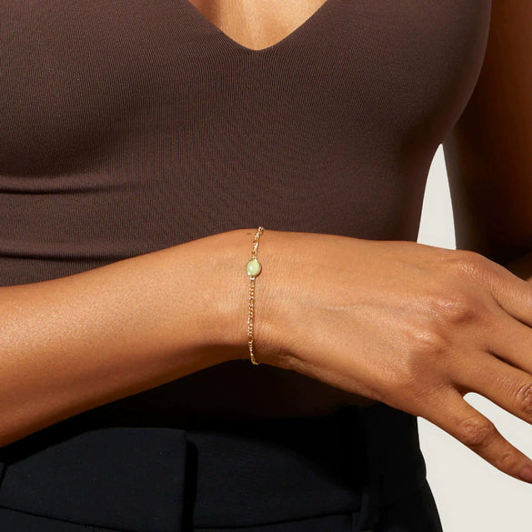 Wholesale Women's Jewelry Copper Retro Geometric Style Electroplating Dongling Stone Pendant Figaro Chain Bracelet