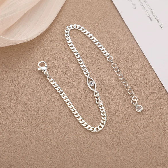 Wholesale Women's Jewelry Cuban Chain Bracelet Copper Electroplated Geometric Devil's Eye Zircon Retro Style