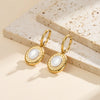 Wholesale Women's Jewelry Earrings And Necklaces With Original Design Geometric Shape Motherofpearl And Titanium Steel Vacuum Real Gold Plating