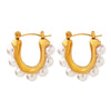 Wholesale Women's Jewelry French Retro Imitation Pearl Baroque Style Titanium Steel Earrings With Geometric Pattern And Electroplating Treatment