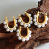 Wholesale Women's Jewelry French Retro Imitation Pearl Baroque Style Titanium Steel Earrings With Geometric Pattern And Electroplating Treatment