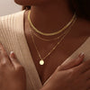Wholesale Women's Jewelry Geometric Copper Gold Plated Multilayer Clavicle Chain Necklace