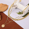 Wholesale Women's Jewelry Geometric Copper Gold Plated Multilayer Clavicle Chain Necklace