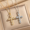 Wholesale Women's Jewelry Geometric 18K Gold Plated Titanium Steel Cross Pendant Ochain Necklace