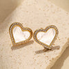 Wholesale Women's Jewelry Heartshaped Motherofpearl Inlaid Zircon Shell Copper Electroplated Earrings And Matching Necklace