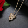 Wholesale Women's Jewelry Lovely Animals Style Leopard Head And Kitten Zircon Pendant Necklace With Environmental Protection Copper Chain