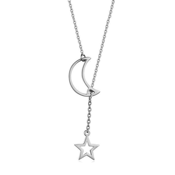 Wholesale Women's Jewelry Metal Pendant Necklace With Star Moon Pattern Electroplated Cross Chain Style