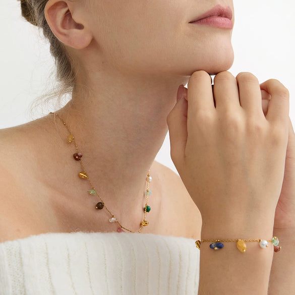 Wholesale Women's Jewelry Necklaces And Bracelets Ancient Geometric Style With Stars Sun And Moon Clouds Universe Patterns Stainless Steel And Titanium Steel Electroplated