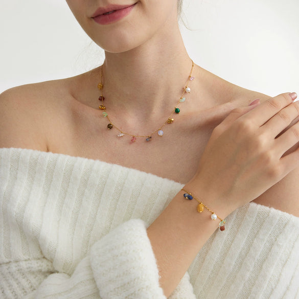 Wholesale Women's Jewelry Necklaces And Bracelets Ancient Geometric Style With Stars Sun And Moon Clouds Universe Patterns Stainless Steel And Titanium Steel Electroplated
