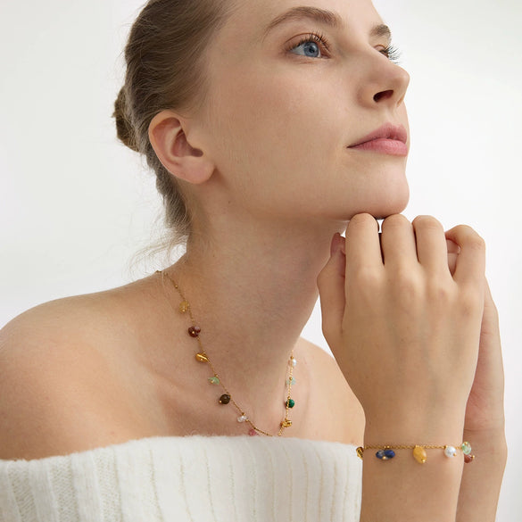 Wholesale Women's Jewelry Necklaces And Bracelets Ancient Geometric Style With Stars Sun And Moon Clouds Universe Patterns Stainless Steel And Titanium Steel Electroplated