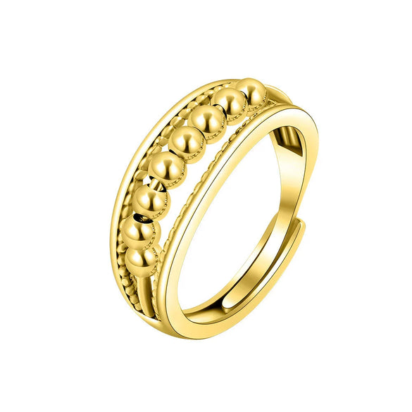 Wholesale Women's Jewelry Ring S925 Silver Geometric Electroplated Simple Wave Point Beaded Open Ring