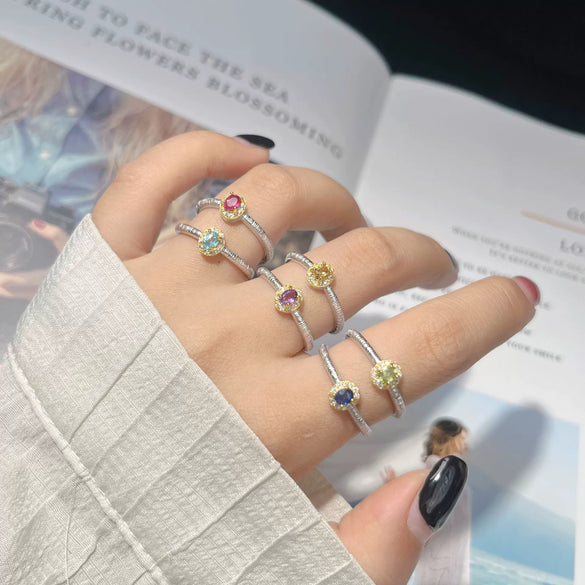 Wholesale Women's Jewelry S925 Sterling Silver Crystal Ring With Crown And Wave Pattern Set With Gemstones