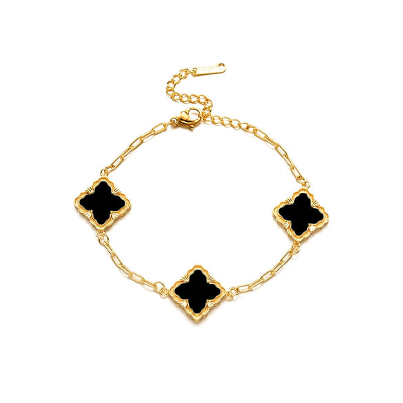 Wholesale Women's Jewelry Set Copper Titanium Steel Four Leaf Clover Pattern Electroplated Necklace Bracelet Earring Ring