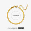 Wholesale Women's Jewelry Set Cuban Chain Bracelet Stacked 18K Gold Plated Stainless Steel Flat Snake Bracelet With Geometric Pattern