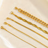 Wholesale Women's Jewelry Set Cuban Chain Bracelet Stacked 18K Gold Plated Stainless Steel Flat Snake Bracelet With Geometric Pattern