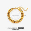 Wholesale Women's Jewelry Set Cuban Chain Bracelet Stacked 18K Gold Plated Stainless Steel Flat Snake Bracelet With Geometric Pattern