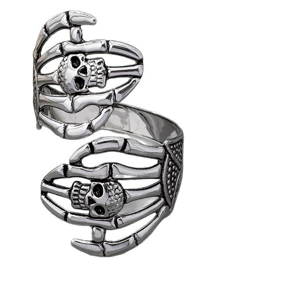 Wholesale Women's Jewelry Set Dark Style Geometric Skull Hand And Head Bracelet Ring Electroplated Alloy