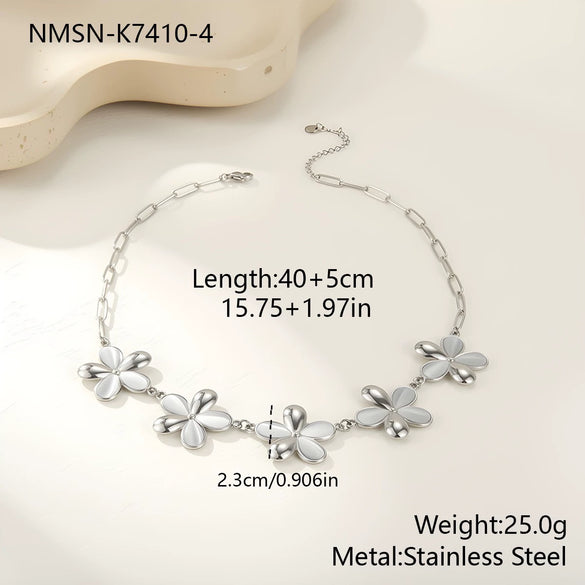 Wholesale Women's Jewelry Set Electroplated Stainless Steel And Titanium Steel Heart Drop Bell Geometric Threedimensional Flower Pendant Clavicle Chain Necklace And Earrings