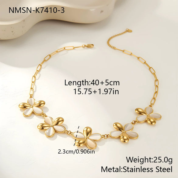 Wholesale Women's Jewelry Set Electroplated Stainless Steel And Titanium Steel Heart Drop Bell Geometric Threedimensional Flower Pendant Clavicle Chain Necklace And Earrings