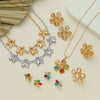 Wholesale Women's Jewelry Set Electroplated Stainless Steel And Titanium Steel Heart Drop Bell Geometric Threedimensional Flower Pendant Clavicle Chain Necklace And Earrings