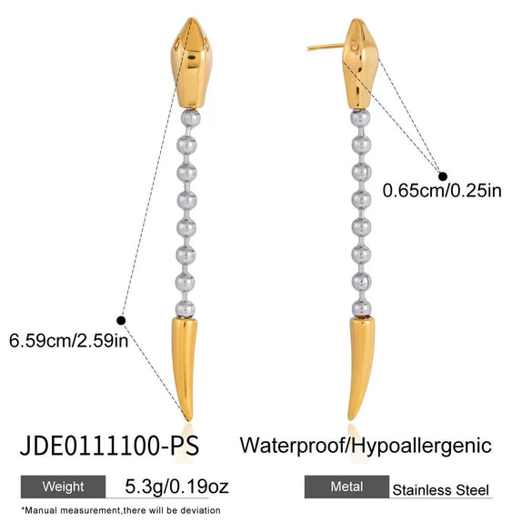 Wholesale Women's Jewelry Set Electroplated Titanium Steel And Stainless Steel Snake Yshaped Chain Necklace And Earrings With Animal Style