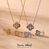Wholesale Women's Jewelry Set Ferris Wheel Four Leaf Flower Clavicle Chain Earrings Hand Jewelry Titanium Steel Stainless Steel Zircon Electroplated