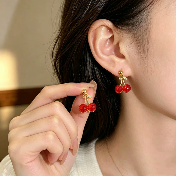 Wholesale Women's Jewelry Set Fruit Pattern Titanium Steel Electroplated Necklace And Earrings Accessories