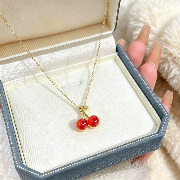 Wholesale Women's Jewelry Set Fruit Pattern Titanium Steel Electroplated Necklace And Earrings Accessories