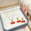 Wholesale Women's Jewelry Set Fruit Pattern Titanium Steel Electroplated Necklace And Earrings Accessories