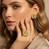Wholesale Women's Jewelry Set Geometric And Flower Patterned Stainless Steel Earrings And Ring With Vacuum Real Gold Plating