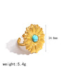 Wholesale Women's Jewelry Set Geometric And Flower Patterned Stainless Steel Earrings And Ring With Vacuum Real Gold Plating