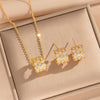 Wholesale Women's Jewelry Set Honeycomb Pattern Light Luxury Style Gold Plated Environmentally Friendly Copper O Word Chain Necklace And Earrings