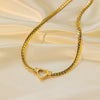 Wholesale Women's Jewelry Set 18K Real Gold Plated Titanium Steel With Love Water Drops Bells Pattern Clavicle Ochain Necklace