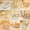 Wholesale Women's Jewelry Set 18K Real Gold Plated Titanium Steel With Love Water Drops Bells Pattern Clavicle Ochain Necklace