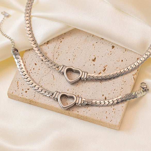 Wholesale Women's Jewelry Set 18K Real Gold Plated Titanium Steel With Love Water Drops Bells Pattern Clavicle Ochain Necklace