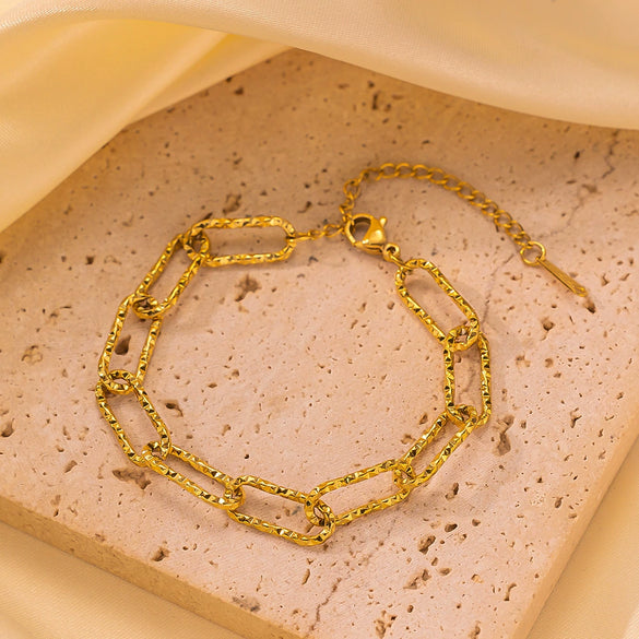 Wholesale Women's Jewelry Set 18K Real Gold Plated Titanium Steel With Love Water Drops Bells Pattern Clavicle Ochain Necklace