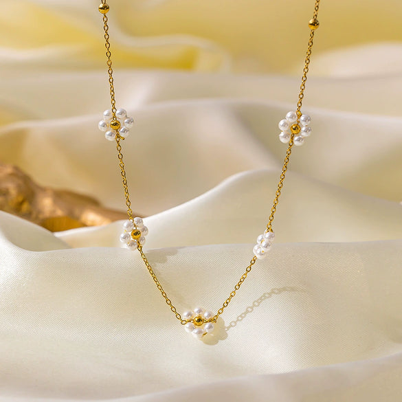 Wholesale Women's Jewelry Set 18K Real Gold Plated Titanium Steel With Love Water Drops Bells Pattern Clavicle Ochain Necklace