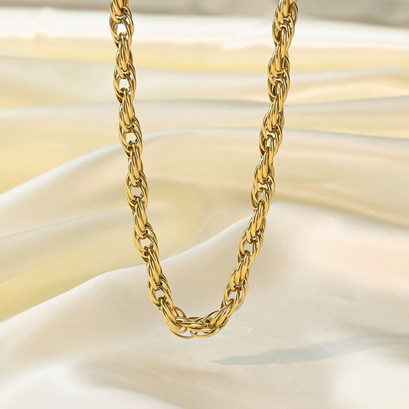 Wholesale Women's Jewelry Set 18K Real Gold Plated Titanium Steel With Love Water Drops Bells Pattern Clavicle Ochain Necklace